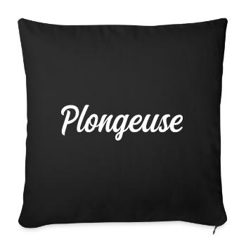 Plongeuse Sous-Marine Palmes Bouteille Océan - Housse de coussin décorative 45 x 45 cm - noir - Devant