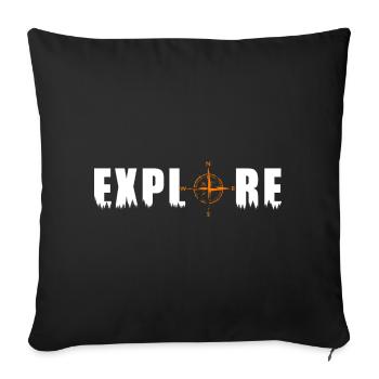 Explore Motiv mit einem Kompass - Sofakissenbezug 45 x 45 cm - Schwarz - Vorne