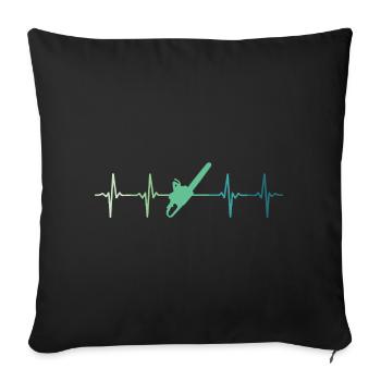 Lumberjack heartbeat chainsawed - Sofa pillowcase 17,3'' x 17,3'' (45 x 45 cm) - black - Front