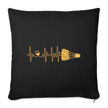 Battement de cœur de badminton pour tous les joueurs de badminton - Housse de coussin décorative 45 x 45 cm - noir - Devant