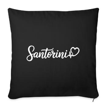 Santorin Heartbeat Greece - Housse de coussin décorative 45 x 45 cm - noir - Devant