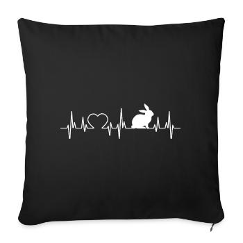 Rabbit heartbeat - Sofa pillowcase 17,3'' x 17,3'' (45 x 45 cm) - black - Front