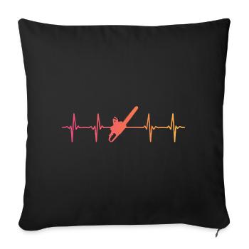Bûcheron Sunset battement de coeur tronçonne - Housse de coussin décorative 45 x 45 cm - noir - Devant