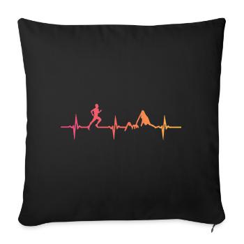 Trailrunning, Sonnenuntergangsherzschlag - Sofakissenbezug 45 x 45 cm - Schwarz - Vorne