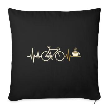 Fahrrad herzschlag rennrad gravelbike kaffee - Sofakissenbezug 45 x 45 cm - Schwarz - Vorne