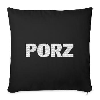 Porz Stadtteile Weiße Schrift - Sofakissenbezug 45 x 45 cm - Schwarz - Vorne