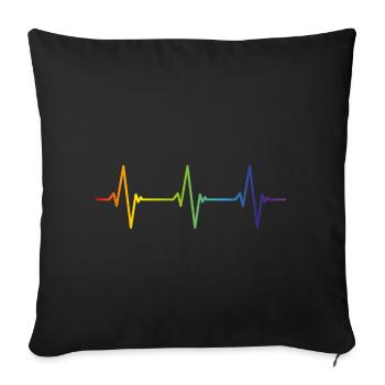HEARTBEAT Regenbogen Gay Pride CSD LGBT Geschenk - Sofakissenbezug 45 x 45 cm - Schwarz - Vorne