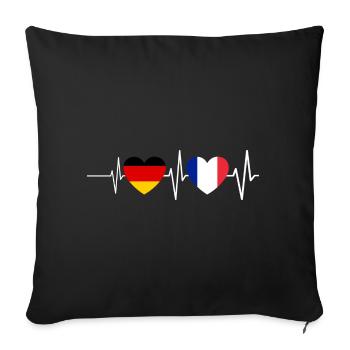 Franzose Deutscher Herzschlag Frankreich Deutschla - Sofakissenbezug 45 x 45 cm - Schwarz - Vorne