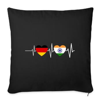 Deutschland Indien Herzschlag Indische Flagge Inde - Sofakissenbezug 45 x 45 cm - Schwarz - Vorne