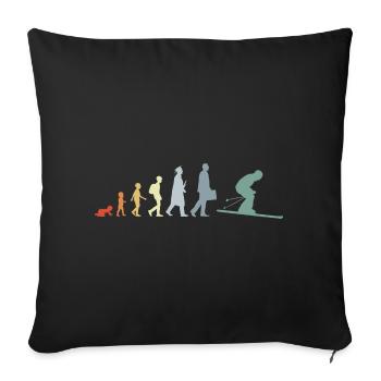 Évolution du ski - Housse de coussin décorative 45 x 45 cm - noir - Devant