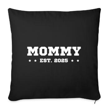 Maman Est. 2025 - Housse de coussin décorative 45 x 45 cm - noir - Devant