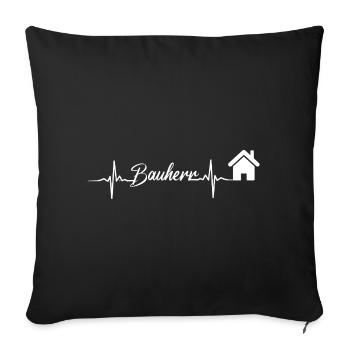 Builder's heartbeat at home - Sofa pillowcase 17,3'' x 17,3'' (45 x 45 cm) - black - Front