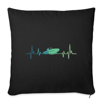 Heartbeat speedboat speedboat sportboat - Sofa pillowcase 17,3'' x 17,3'' (45 x 45 cm) - black - Front