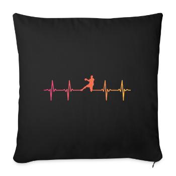 Handball Sunset battement de coeur handballer - Housse de coussin décorative 45 x 45 cm - noir - Devant
