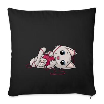 chat bande dessinée douce - Housse de coussin décorative 45 x 45 cm - noir - Devant