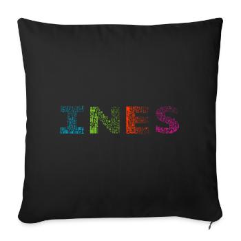 Ines Letter Name - Sofa pillowcase 17,3'' x 17,3'' (45 x 45 cm) - black - Front