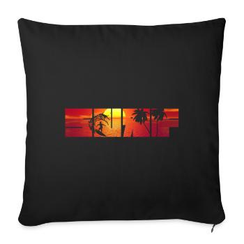 Surfing Summer Wellenreiten Sommer Wave Surfer - Sofa pillowcase 17,3'' x 17,3'' (45 x 45 cm) - black - Front