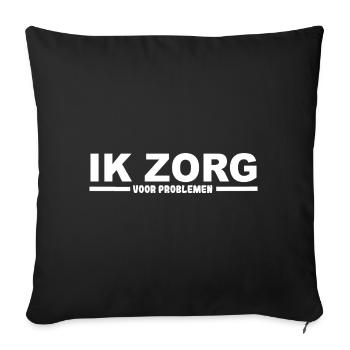 I take care of problems, care staff, humor # - Sofa pillowcase 17,3'' x 17,3'' (45 x 45 cm) - black - Front