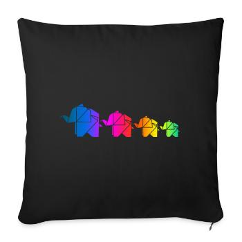 Origami éléphant famille famille chemise partenaire look - Housse de coussin décorative 45 x 45 cm - noir - Devant