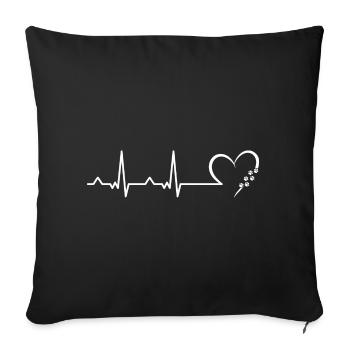 Chien propriétaire de chien battement de coeur - Housse de coussin décorative 45 x 45 cm - noir - Devant