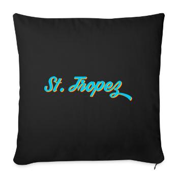 Calligraphie au néon de Saint-Tropez - Housse de coussin décorative 45 x 45 cm - noir - Devant
