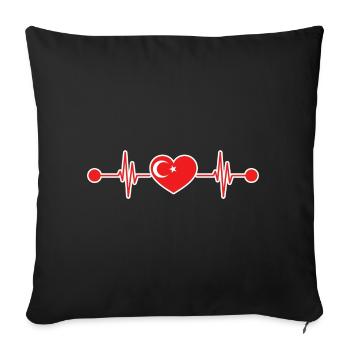 Heartbeat Türkiye Turk Turquie - Housse de coussin décorative 45 x 45 cm - noir - Devant