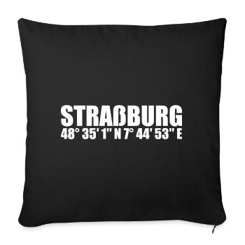Strasbourg coordinates - Sofa pillowcase 17,3'' x 17,3'' (45 x 45 cm) - black - Front