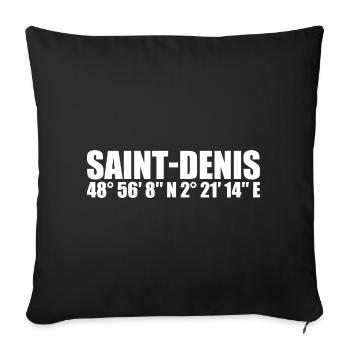 Saint-Denis coordinates - Sofa pillowcase 17,3'' x 17,3'' (45 x 45 cm) - black - Front