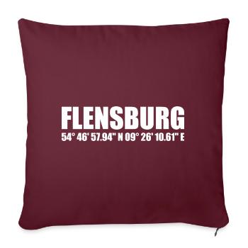 Flensburg Koordinaten - Sofakissenbezug 45 x 45 cm - Burgunderrot - Vorne