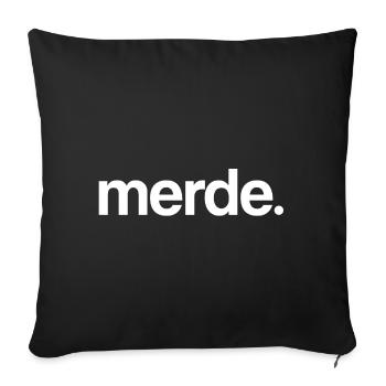 Merde. (blanc) - Housse de coussin décorative 45 x 45 cm - noir - Devant