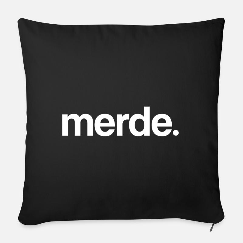 Merde. (blanc) - Housse de coussin décorative 45 x 45 cm - noir