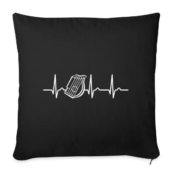 Courbe ECG - courbe cardiaque - pouls - musique - cithare - Housse de coussin décorative 45 x 45 cm - noir - Devant