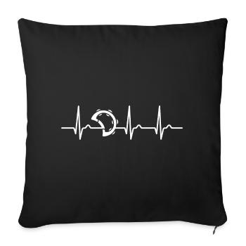 Courbe ECG - courbe cardiaque - pouls - musique - tambourins - Housse de coussin décorative 45 x 45 cm - noir - Devant