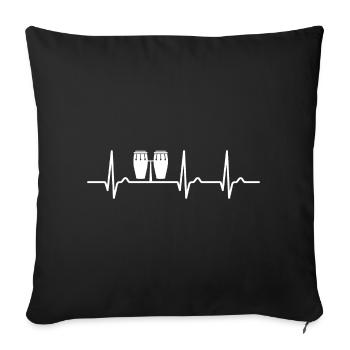 ECG curve - heart curve - pulse - music - congas - Sofa pillowcase 17,3'' x 17,3'' (45 x 45 cm) - black - Front