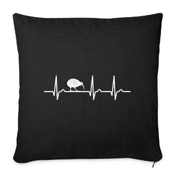 ECG curve - heart curve - pulse - kiwi - nature - Sofa pillowcase 17,3'' x 17,3'' (45 x 45 cm) - black - Front