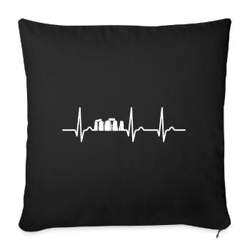 Herzkurve Stonehenge - Travel - Place of worship - Sofa pillowcase 17,3'' x 17,3'' (45 x 45 cm) - black - Front