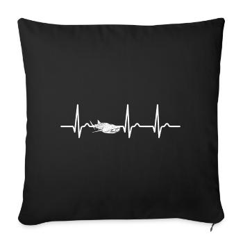 EKG Kurve - Herzkurve - Puls - Walhai - Ozean - Sofakissenbezug 45 x 45 cm - Schwarz - Vorne
