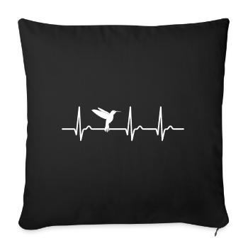 ECG curve - heart curve - pulse - hummingbird - nature - Sofa pillowcase 17,3'' x 17,3'' (45 x 45 cm) - black - Front