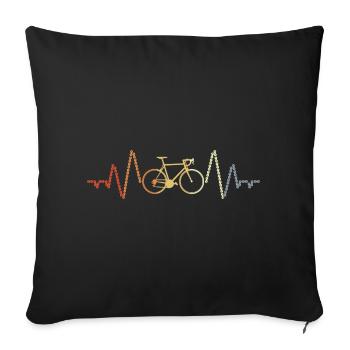 Battement de cœur de vélo vintage - Housse de coussin décorative 45 x 45 cm - noir - Devant