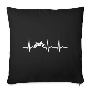 EKG Kurve - Herzkurve - Motorrad - Motocross - Sofakissenbezug 45 x 45 cm - Schwarz - Vorne