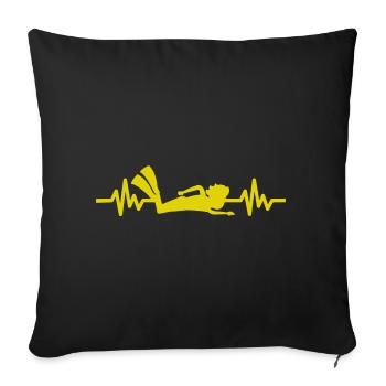 Heartbeat Swimmer - Diver Water Sports Athlete - Sofa pillowcase 17,3'' x 17,3'' (45 x 45 cm) - black - Front