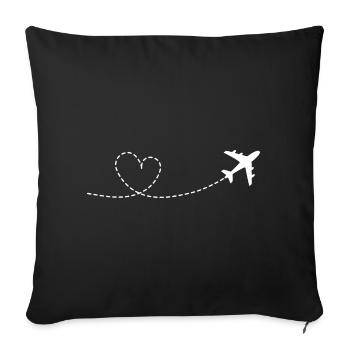 Avion avec arc de cœur - Housse de coussin décorative 45 x 45 cm - noir - Devant