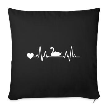 Cygne de ligne ECG Heartbeat - Housse de coussin décorative 45 x 45 cm - noir - Devant