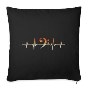Clef de Basse Heartbeat Bass Bassiste - Housse de coussin décorative 45 x 45 cm - noir - Devant