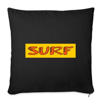 SURF. POISSON. PLAGE. MER. OCEAN. HUMOUR. VACANCES - Housse de coussin décorative 45 x 45 cm - noir - Devant