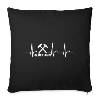 EKG Kurve - Herzkurve - Bergmann - Glück auf - Sofakissenbezug 45 x 45 cm - Schwarz - Vorne