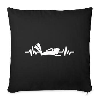 Heartbeat Swimmer - Diver Water Sports Athlete - Sofa pillowcase 17,3'' x 17,3'' (45 x 45 cm) - black - Front