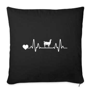 Heartbeat Alpaca - Sofa pillowcase 17,3'' x 17,3'' (45 x 45 cm) - black - Front