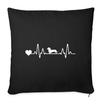 Teckel battement de cœur de chien - Housse de coussin décorative 45 x 45 cm - noir - Devant