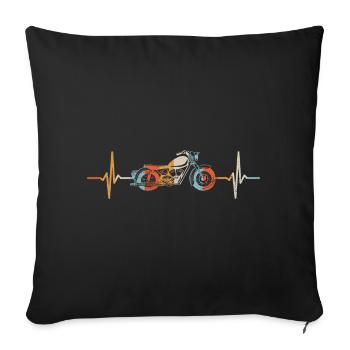 Motorcycle Heartbeat Retro Chopper Motorbike - Sofa pillowcase 17,3'' x 17,3'' (45 x 45 cm) - black - Front